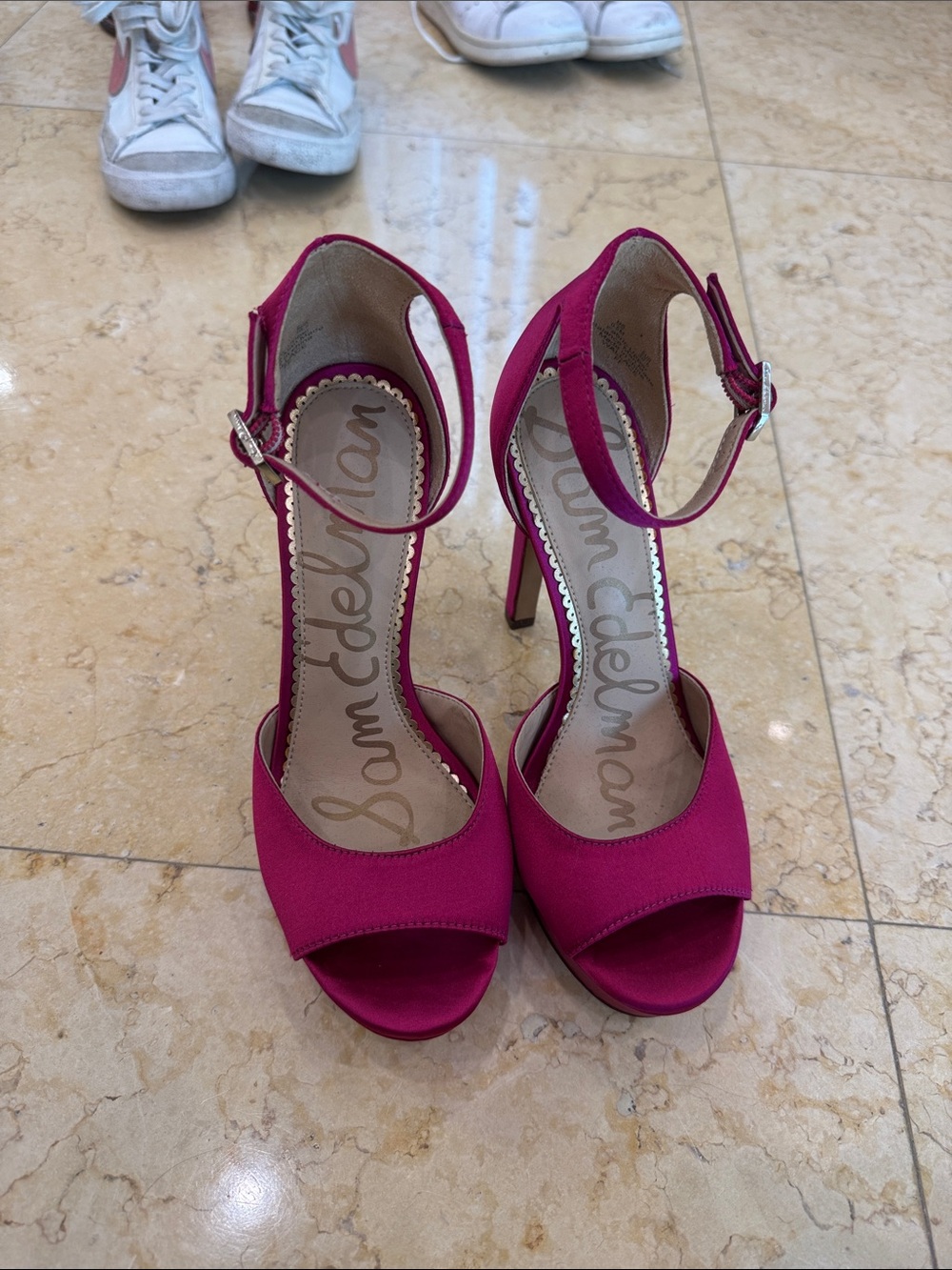 Sam Edelman Fuchsia Ankle-Strap Open-Toe Heels